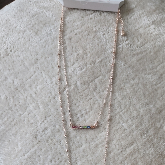 Lauren Conrad Rose Gold Layered Necklace With Colored Gems - Picture 6 of 6